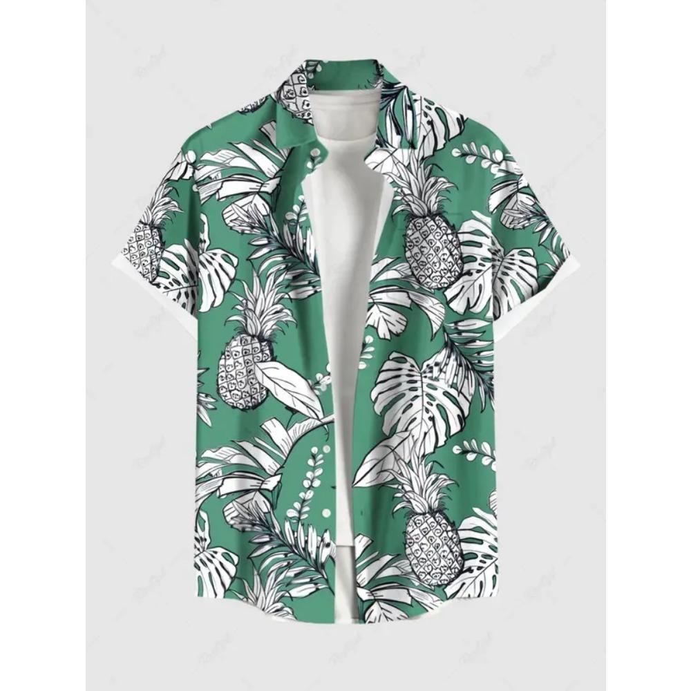 Summer Adds 3D Printed Hawaiian Shirts with Buttons, Beach Vacation Shirts, Short-sleeved Shirts and Casual Shirts for Men