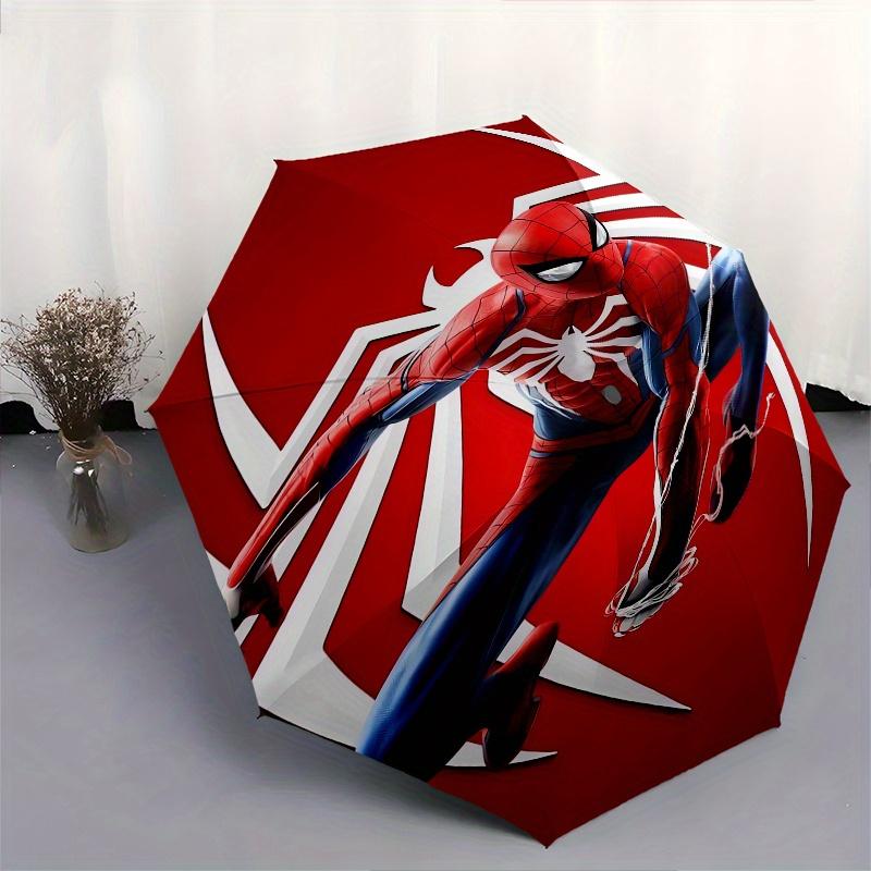 Spider-Man Theme Automatic Compact Folding Cute Umbrella - Portable and Durable, 8-Bone Iron Umbrella for All Weather0707062