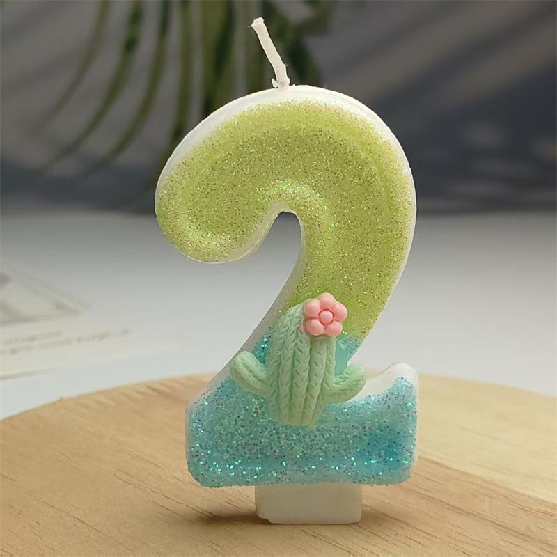 Creative Design Cactus Digital Candle Birthday Candle Party Festive Cake Decoration Atmosphere Props
