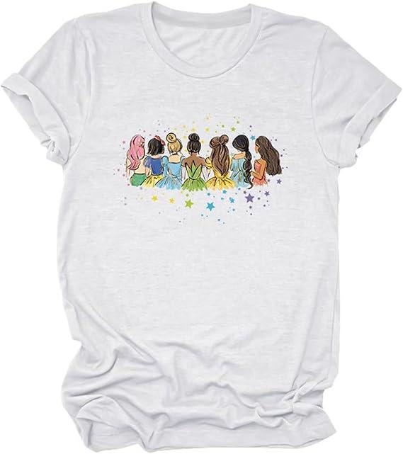 

Cute Princess Pure Cotton Cartoon Printed New Tshirt Loose Unisexs and Womens Wear Summer New Cotton Fashion Trend Short Sleeve S