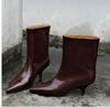 2025 Autumn/Winter French Retro Pointed Toe Kitten Heel Ankle Boots for Women