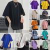 Pánske trendy tričko s krátkym rukávom, jednofarebné, voľného strihu v štýle Hongkong, na leto