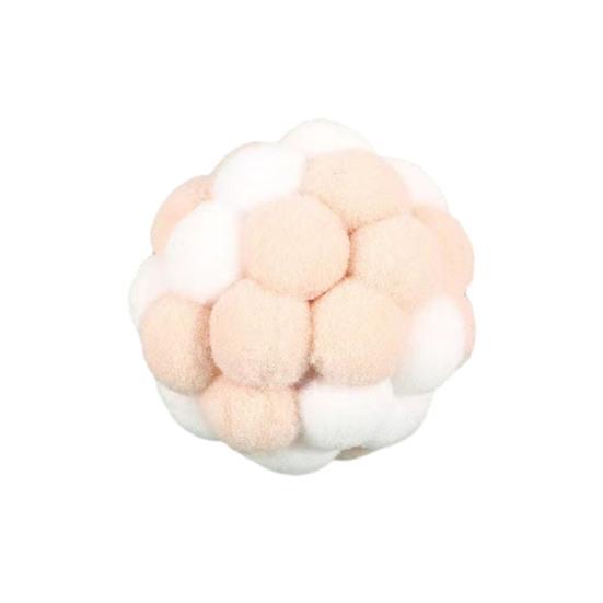 

Plush Cat Toy Ball with Built-in Bell Soft Macaron Balls Bite-Resistant Cat Chew Toys for Indoor Cats and Kittens бежевий