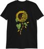 Gothic Sunflower Skull Unisex Men T Shirt Rock Metal Horror Death Grunge Biker Black