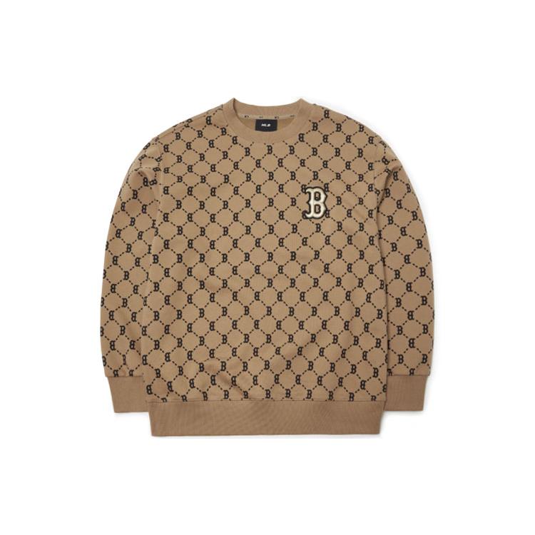 MLB Old Flower Sweatshirts Unisex Brown Crew Neck Moderate Regular 3AMTM0314-43BGD M