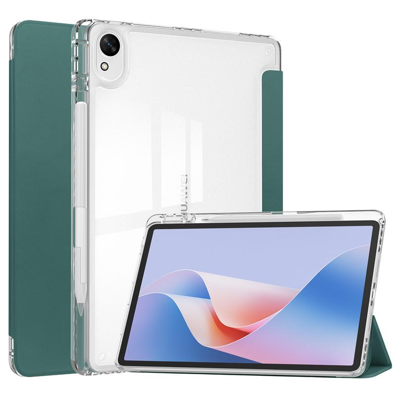 Чехол-книжка Trifold Leather Acrylic Back Hard Smart Cover для Matepad 11.5 S 11.5s с держателем для ручки, ультратонкий противоударный защитный чехол Matepad 11.5S 2024 темно-зеленого