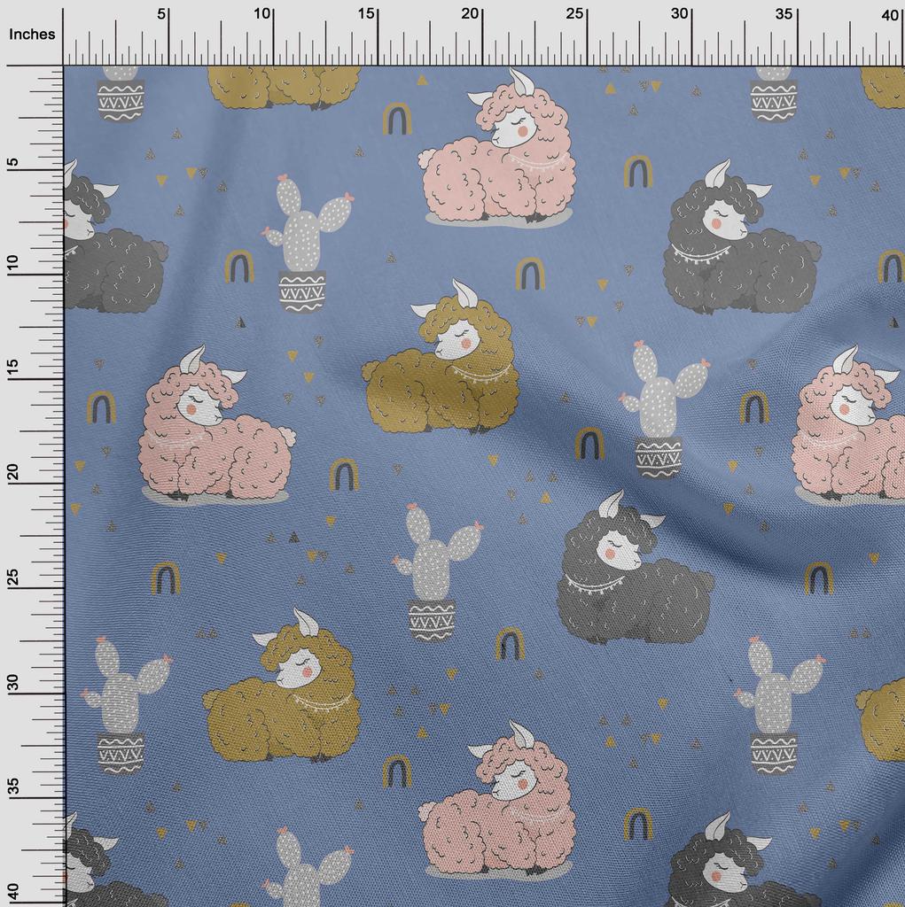 oneOone Baumwoll-Flex Graublau Stoff Kawai Nähstoff Meterware Bedruckt DIY Kleidung Nähzubehör 40 Zoll