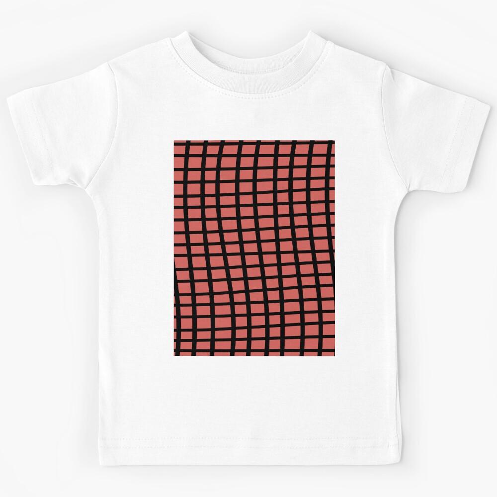 Red-Orange Black Wavy Grid Pattern Pairs 2023 COTY Raspberry Blush 2008-30 Kids T-Shirt 170