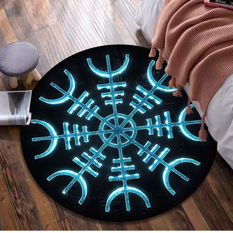 Valknut Celtic Knot Circular Rug Office Decorative Carpet For Living Room Bedroom Door Mat Floor Rug Computer Chair Area Rug