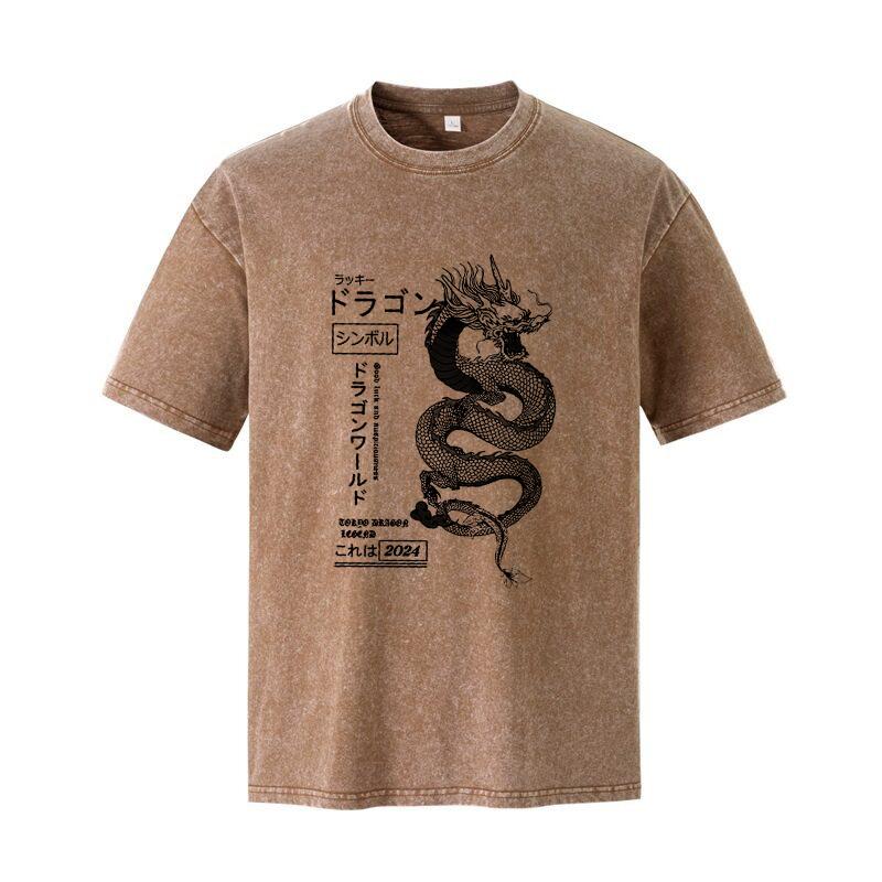 Summer Washed T shirt Men Cotton O-Neck Oversized Tee Y2k Tops Casual Vintage Short Sleeve T-shirt S