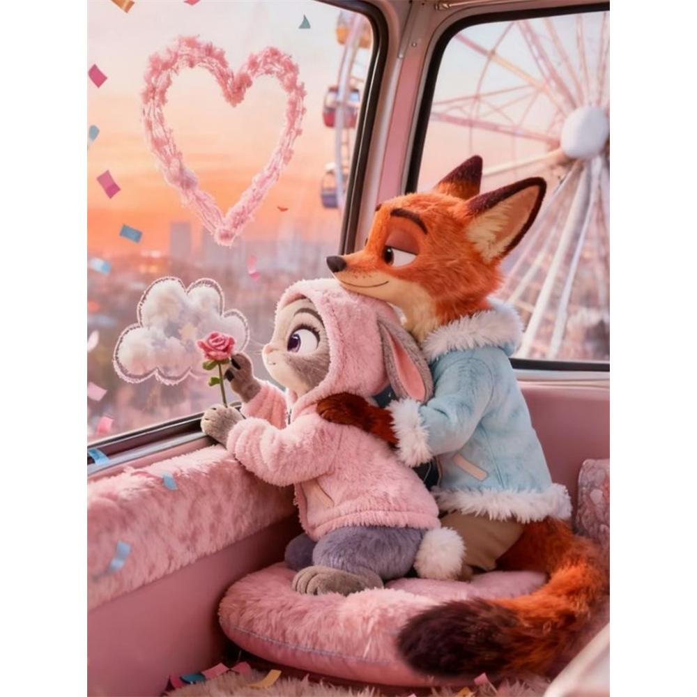 

Disney Diamond Painting Zootopia Theme Datethemed Fan Art Cartoon Mosaic Diamond Cross stitch DIY Gift Home Decoration Round 20x30cm