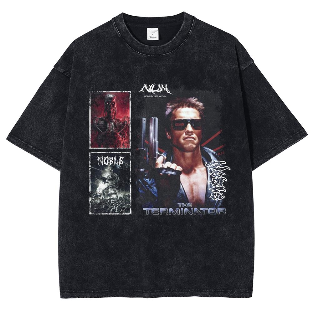 2026 Hip Hop Fading Black Tshirt Street Dress Game Pattern Tshirt Printed Mens Tshirt 100 Cotton Top Tshirt Hippie