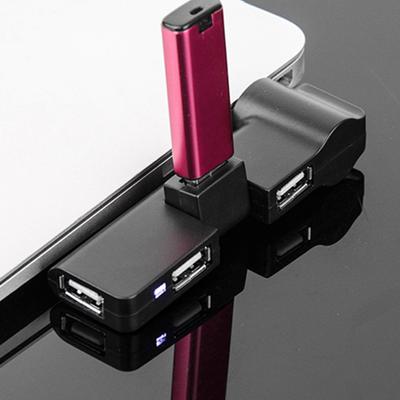 Rotatable 4 Ports USD2.0 Hub Splitter Data Cable Adapter for Car Laptop Computer