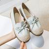 2024 Women Slip On Casual Loafers Hemp Woven Sole Single Shoe Ladies Shoes Female Leather Flats Shoes Plus Size 43 Fisherman's Shoes