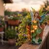 Resin Fairy Figurine Garden Decoration Solar Powered Night Light Outdoor Patio Yard Miniature Landscape Ornament