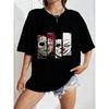 White Oversized T Shirt With Horror Movie Characters Print For Casual Wear