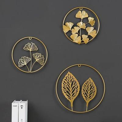 Zimmer Schrank Ornamente Wanddekoration Metall Runder Anhänger Blätter Skulptur Ginkgoblatt Ornamente