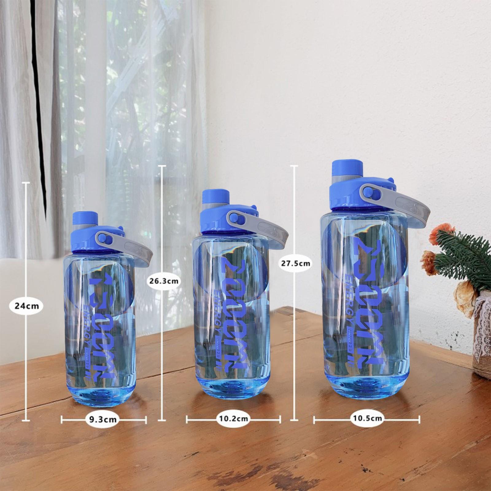 

2л спортивная соломенная бутылка для воды с наклейками портативная большая емкость чашка для фитнес-велосипеда летний кувшин для ледяной воды с маркером времени S синий
