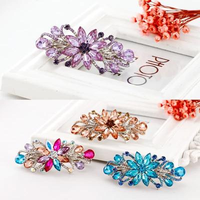 Women's Side Clip Headdress Ponytail Clip Spring Clip Flower Rhinestone