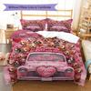 Trucks animals Pattern Bedding Quilt Set Quilt Cover Pillowcase Home Decoration Birthday Gift (1 * duvet cover + 2 * pillowcase, without core)