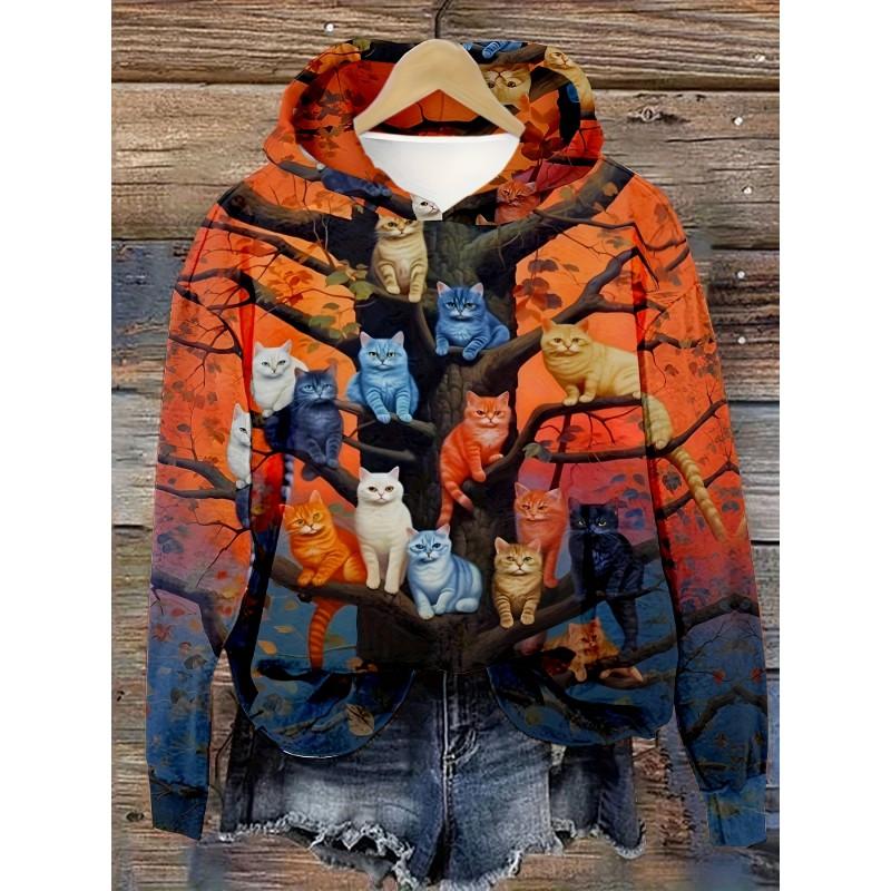 Womens Oversized Hoodie With 3D Digital Dog Print Casual Comfortable Sweatshirt 2025