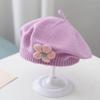 Λουλούδι Baby Beret Καπέλο Χειμερινό Ζεστό πλεκτό καπέλο Beanie για βρέφη κοριτσάκια Κορεάτικη Πριγκίπισσα νηπίων Καλλιτέχνης Μονόχρωμα καπέλα ζωγραφικής