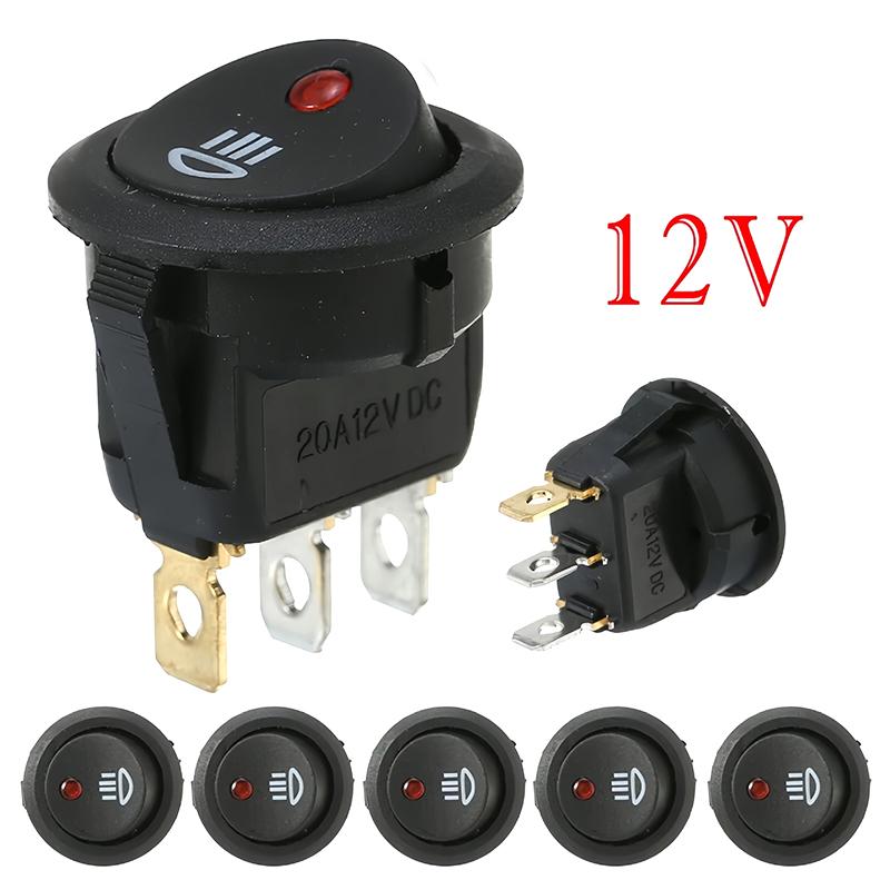 On Off Rocker Switch Red Led Fog Light Lamp Symbol Car Van Truck 23Mm Dc 12V 20A Abs Plastic Fit For Car Van Truck