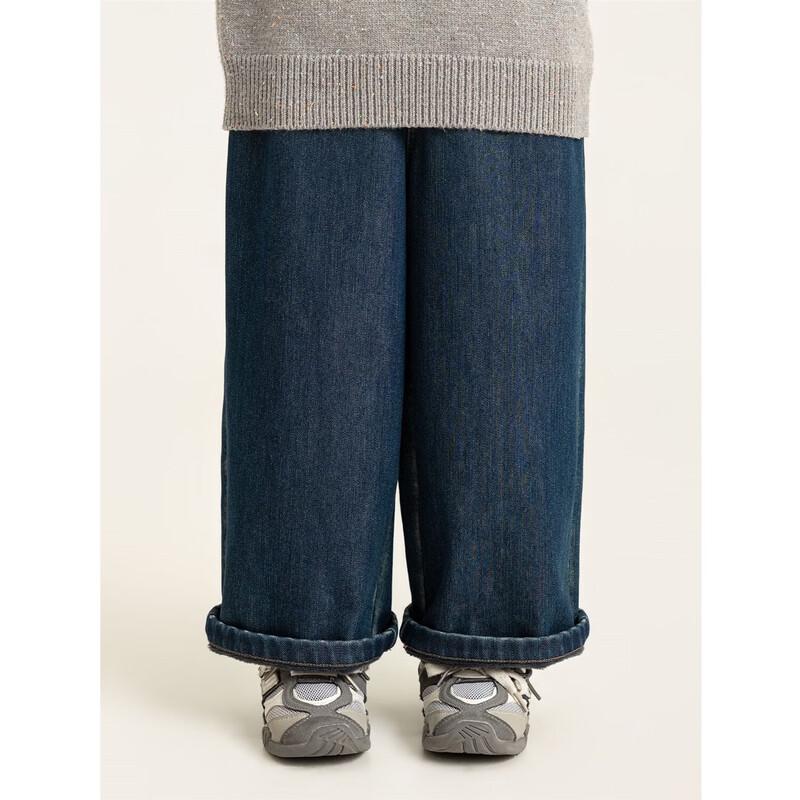 YOUI Girls' Fleece-Lined Straight-Leg Denim Jeans