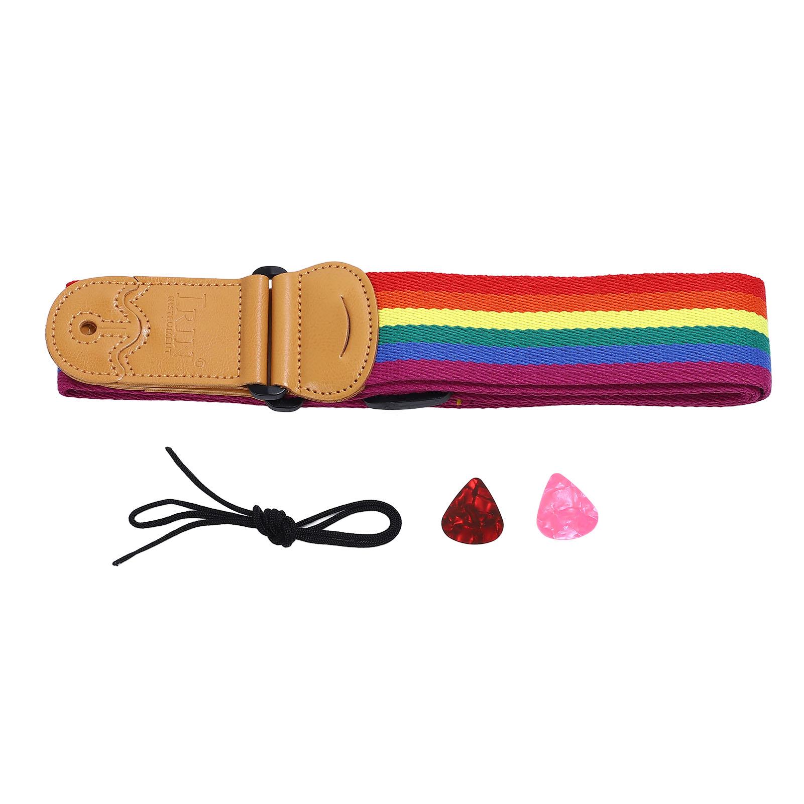 

Ремень для гитары Rainbow, регулируемая длина, расширенный ремень для гитары с карманом для медиатора для укулеле, бас-гитары, электрогитары 6 Colored