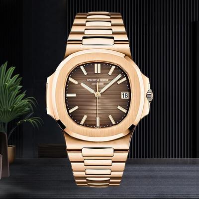 Nuevos relojes Specht & Sohne para hombre, reloj mecánico japonés Miyota 8215 Movt, acero inoxidable en oro rosa, reloj clásico 5711 resistente al agua