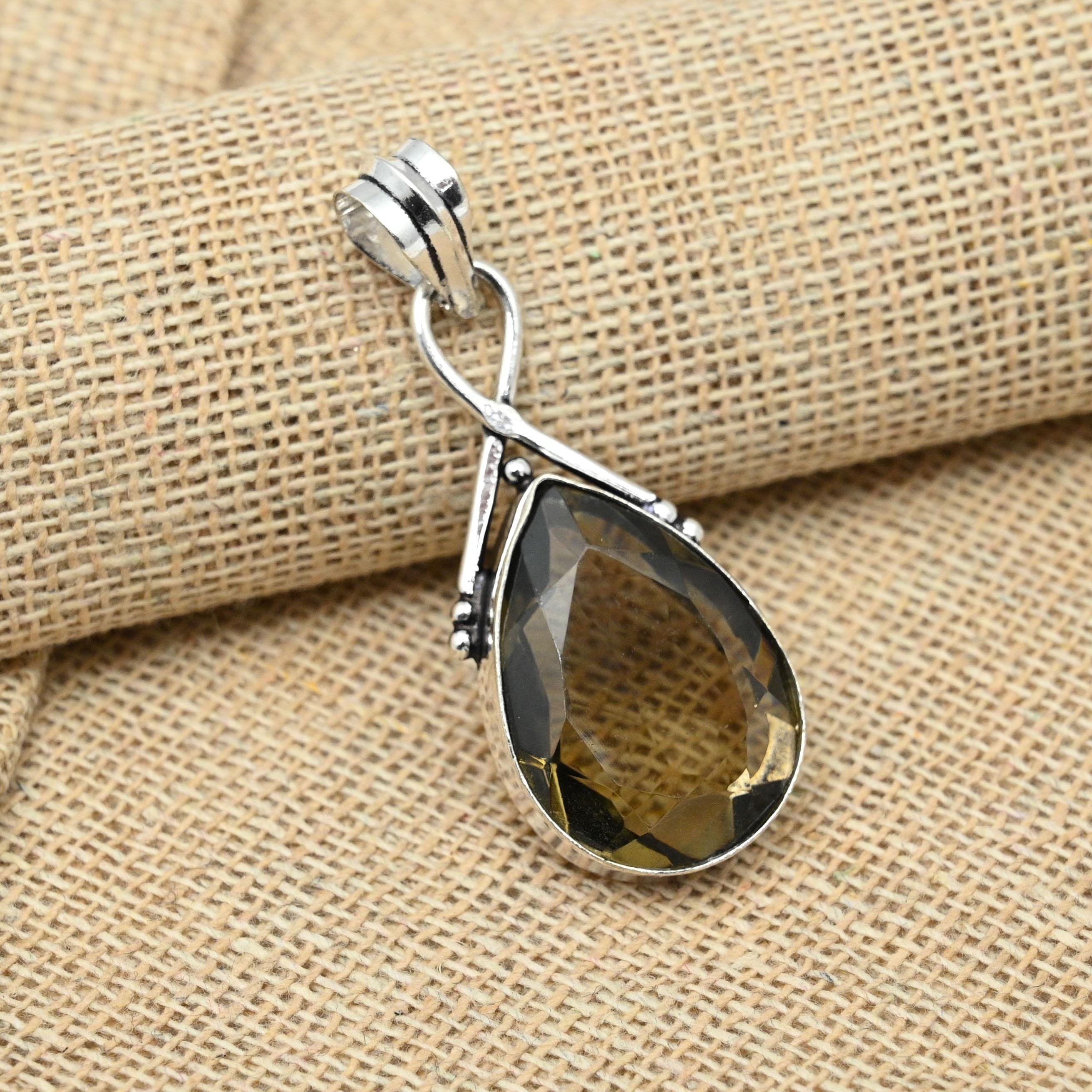 

Смоки Топаз Твердый Стерлингового Серебра 925 Подвеска Ювелирных Изделий Ручной Работы Подарок На День Благодарения 1.96 Inches коричневый