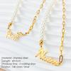 EManco Stainless Steel Paperclip Chain Custom Personalized Name Letter Pendant Fashion Faux Pearl Necklace Dropshipping