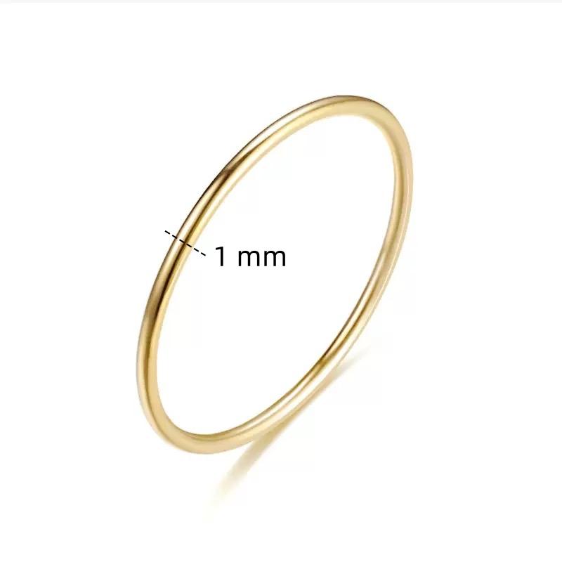1-2mm Thin Stackable Ring for Women Stainless Steel Gold Plated Plain Wedding Band Comfortable Fit Size 5-10# Fashion Jewelry