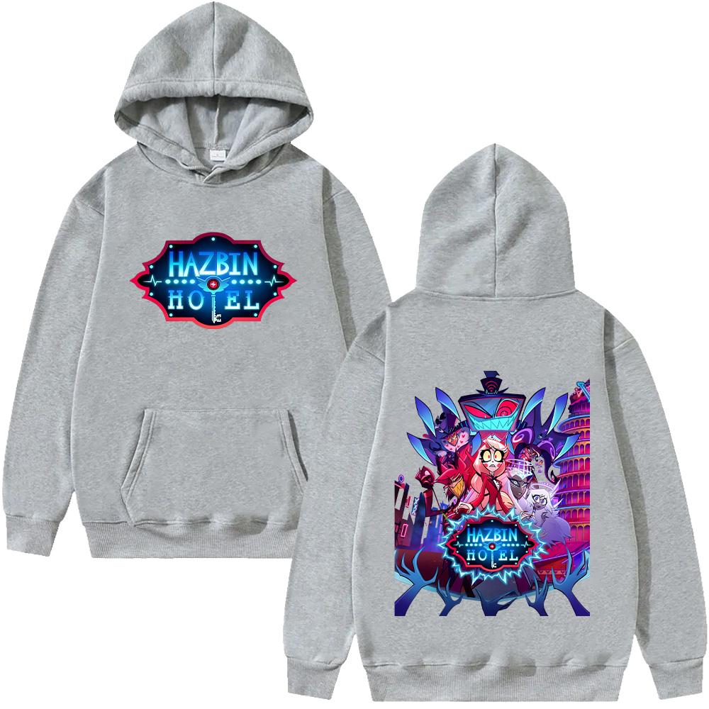 HazbinHotel 2 Cartoon Print Hoodie Men Fashion Anime Aesthetic Sweatshirt Fall Women Casual Harajuku Streetwear Pullover HipHop