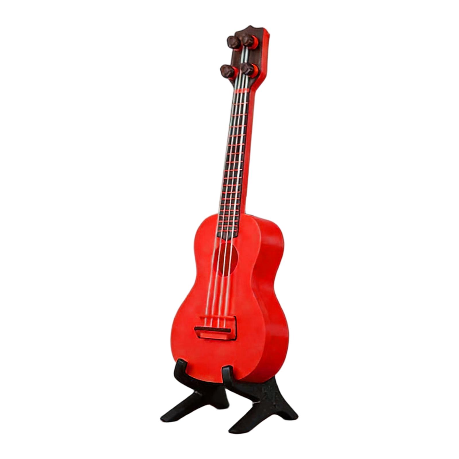 Playable 3D Printed Mini Guitar with Authentic Sound Output, Pocket Size Micro Instrument, Fun Desktop Ornament One Size красный