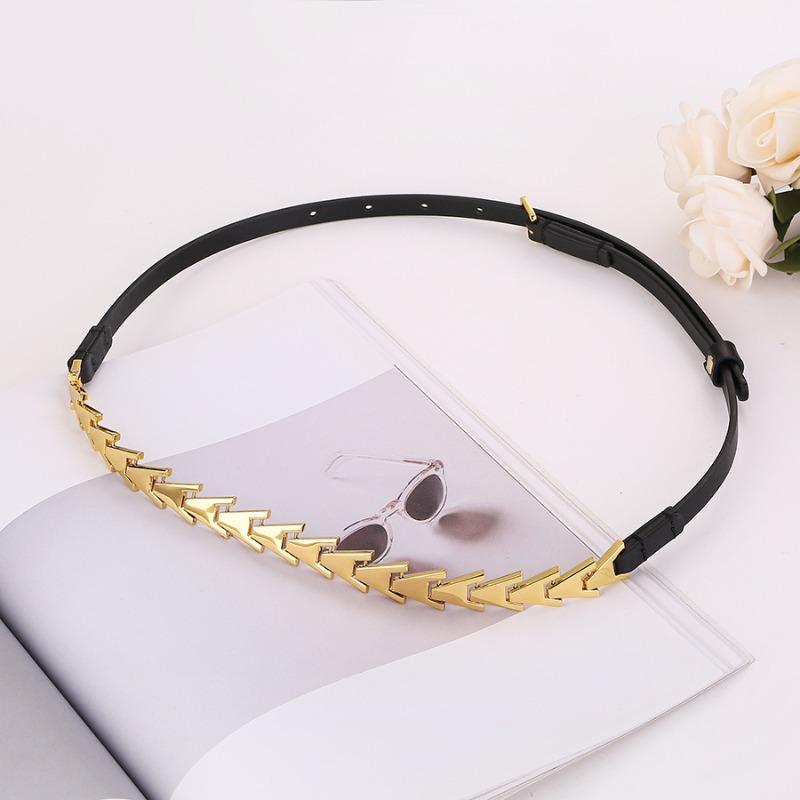 

Thin belt with dressoutwearfashionfashion first-layer cowhide thin belt чёрный