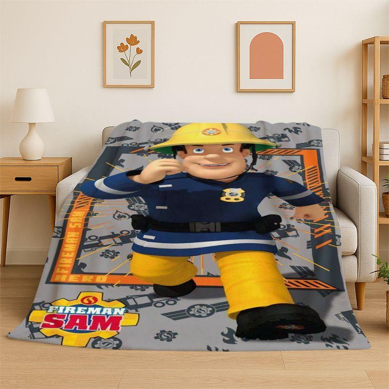 Cartoon Fireman Sam Soft Flannel Throw Blanket,Warm Cozy Blanket for Bed,Couch,Sofa,Bedroom,Living Room,Travel,Camping Picnic