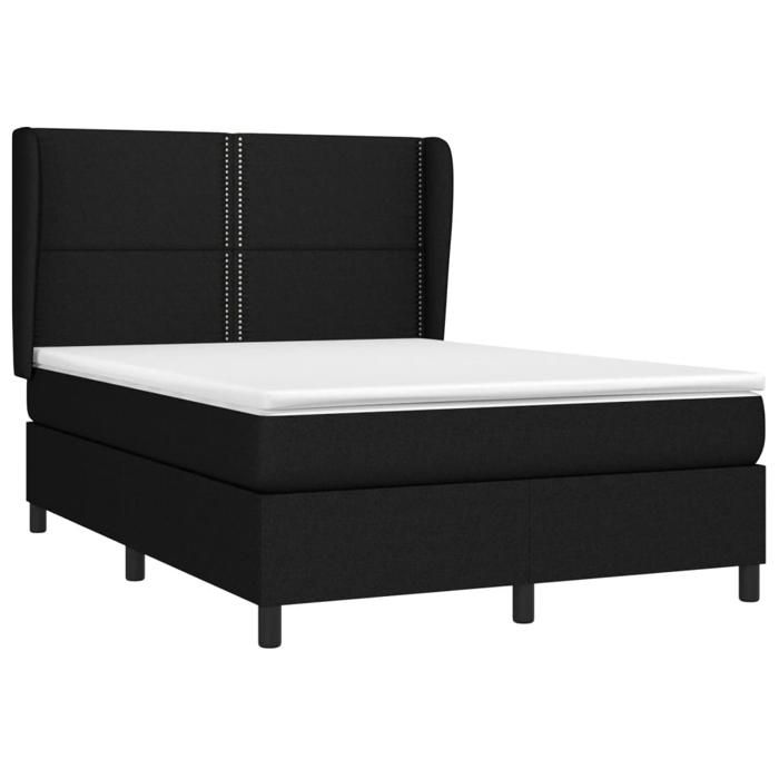 3127879 vidaXL Lit à sommier tapissier avec matelas Noir 140x190 cm Tissu