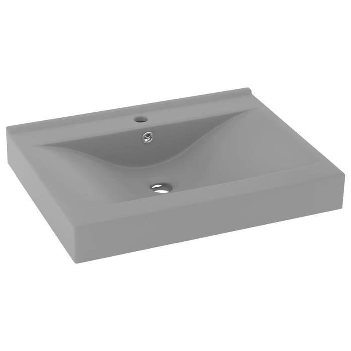 VidaXL Lavabo avec Trou de Robinet Vasque à Poser de Toilette Lave-mains de Salle de Bain Cuisine Maison Intérieur Gris 147026