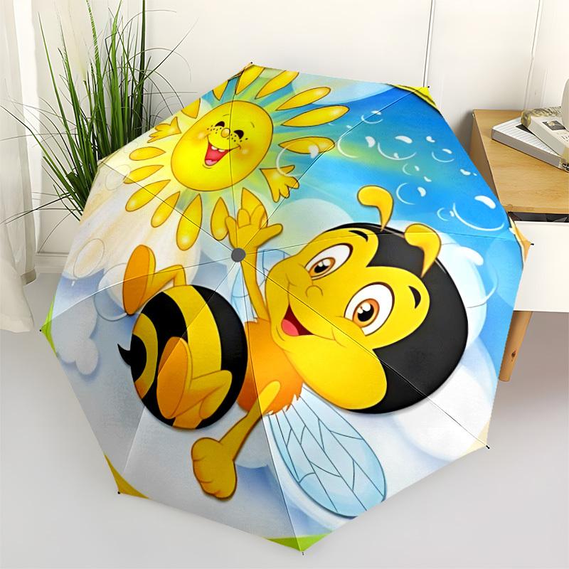 1pc Happy Bee Folding Umbrella | Elegant Design, Fashionable Accessory, Durable Construction, Sturdy Ribs Yy251107054