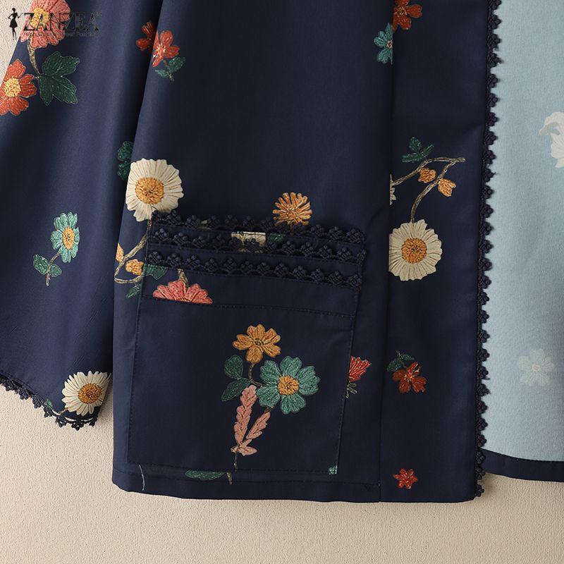 ZANZEA Women Floral Print Loose Casual Long Sleeve Thin Cardigans