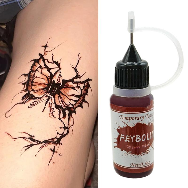 Temporary Tattoo Indian Henna Tattoo Ink Body Art Paint Semi-Permanent Makeup Pigment No Pain Eyebrow Eyeliner Beauty Supply Diy