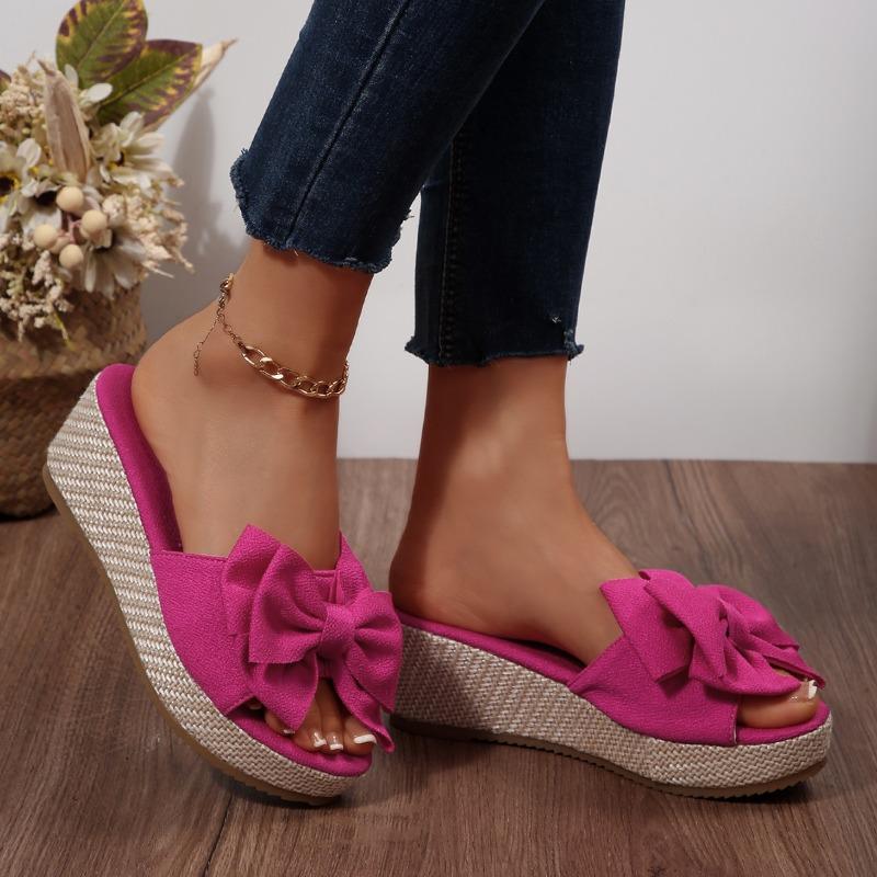 

Fashion Flat Heel Platform Plus Size Women s Drag 2025 Summer New Fish Mouth Bow Slippers 43