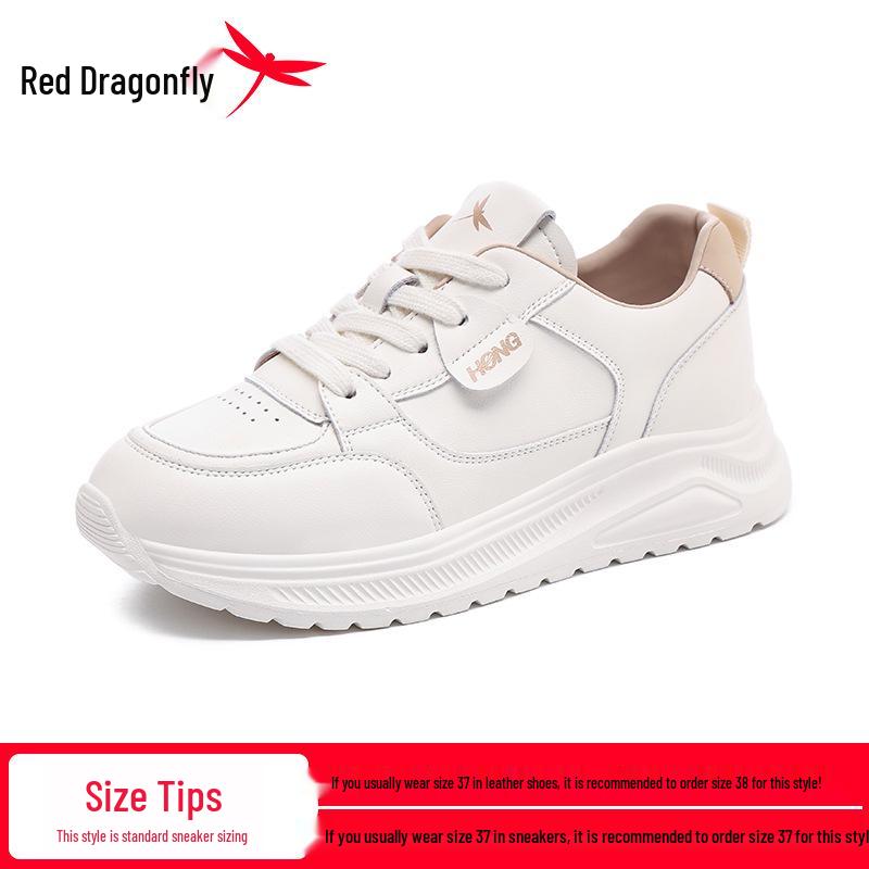 Red Dragonfly Women s Autumn Casual Thick Sole Height-Boosting Sneakers - Versatile, Soft Sole White Shoes 36 бежевый