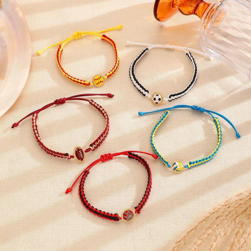 Cross-Border Sports-Style Handwoven Beaded Bracelets for Rugby, Volleyball, Football, Super Bowl, and World Cup Fans