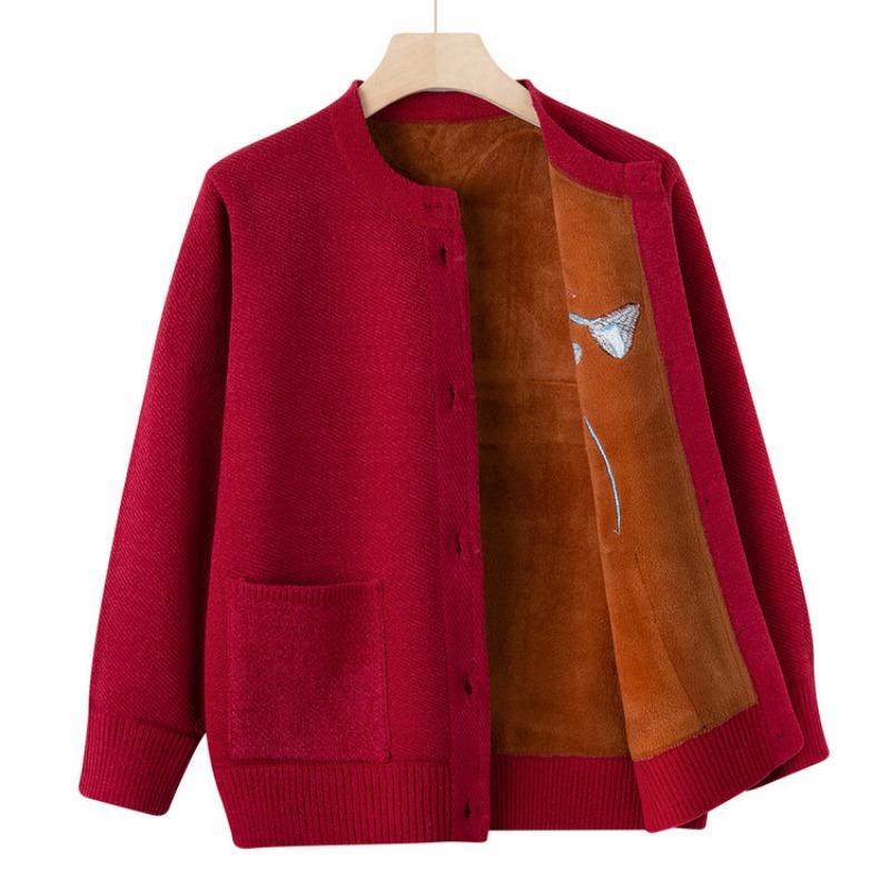 Medium-sized elderly autumn clothing female mother clothes new elderly sweater spring and autumn grandma jacket top