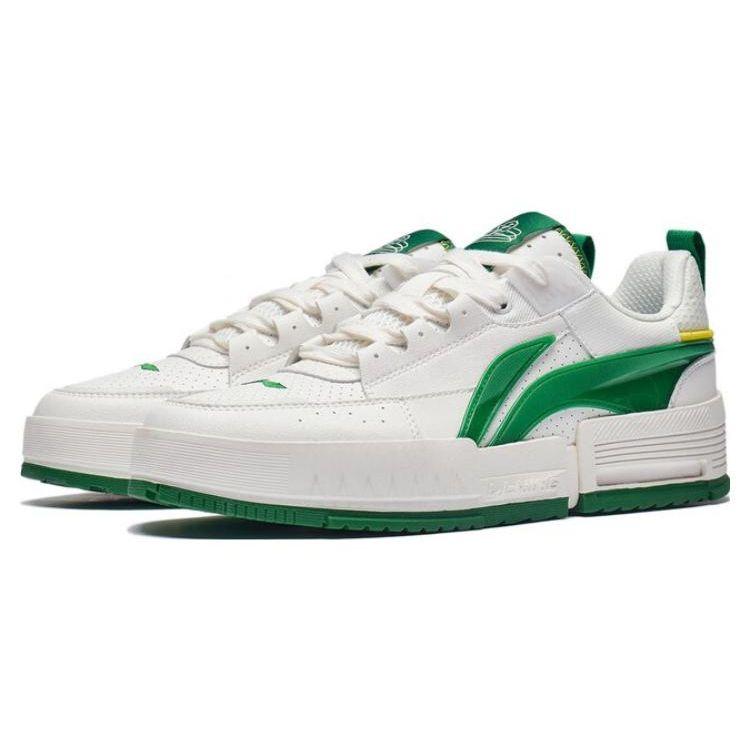 Li Ning Slip Resistant Durable Low Top Sports Casual Shoes Men Sneakers White Green AGCT135-2