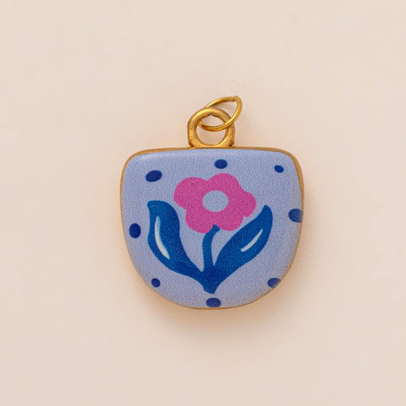 Fashion Oval Painted Oil Drop Pendant Cute Flower House Printing Charm For Jewelry Making Necklace Earring Hanging Accessories