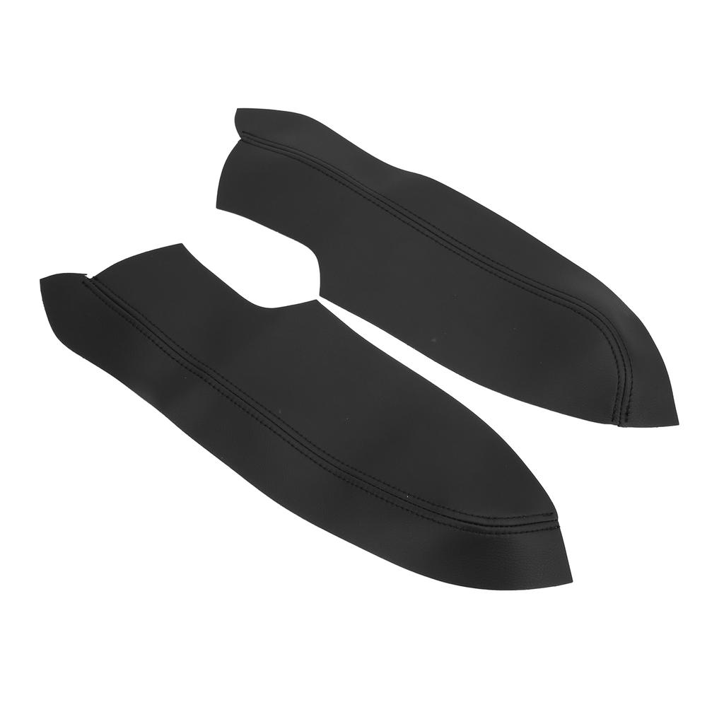 2Pcs Set Microfiber Leather Front Door Panel Armrest Cover Protector Antiscratch Replacement for Civic 2005‑2011Black
