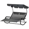 Double Sun Lounger for 2 People, Incl. Cushions and Canopy, 200 Cm X 139 Cm X 140 Cm. Dark Gray